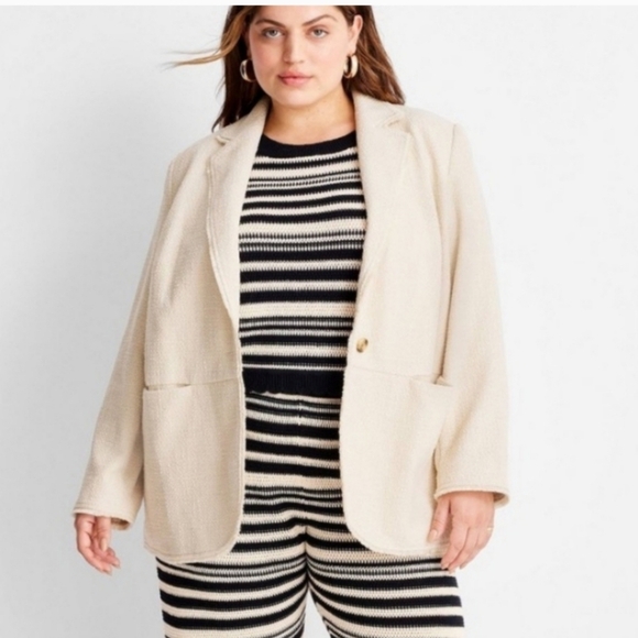 NWT Future Collective X Jenny K. Lopez Tweed Blazer Jacket in Ivory Size 3X ✨ - Picture 1 of 13